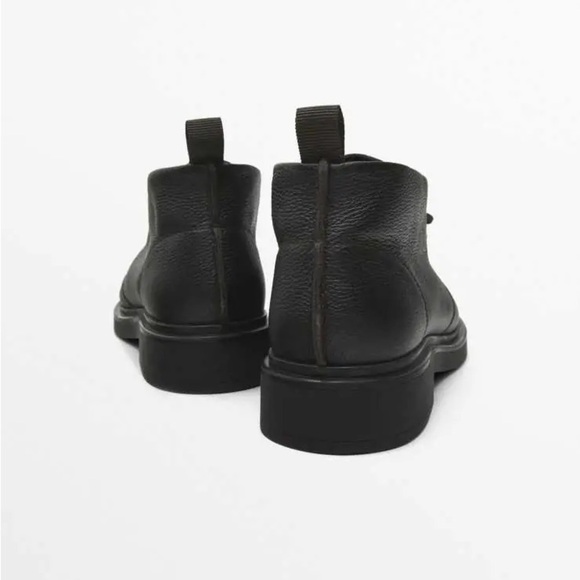 NWT. Massimo Dutti Men Black Leather St. Moritz Desert Ankle Boots. Size 10. main image 7